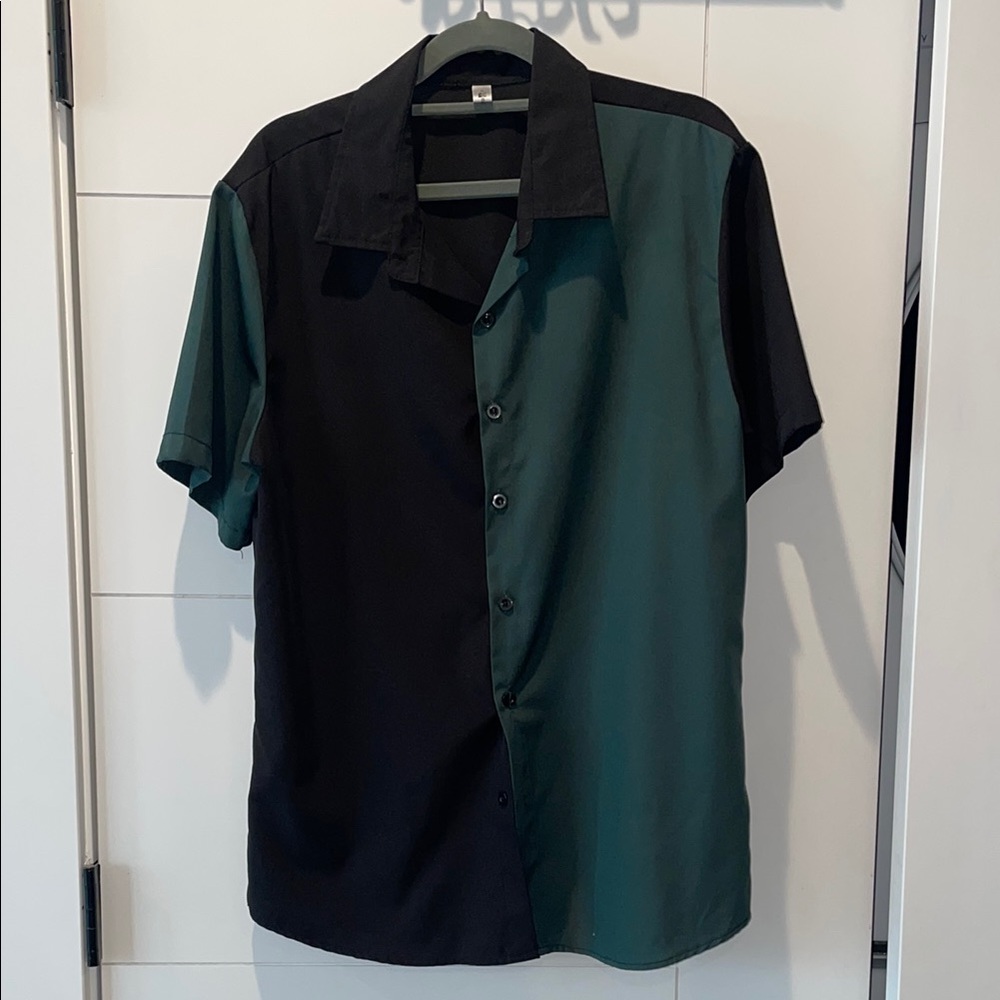 Two-Tone Black and Green Men's Shirt